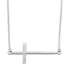 Silver Plated Sideways Cross Necklace, Women's, Size: 17