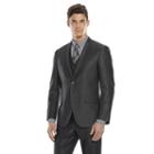 Men's Savile Row Modern-fit Charcoal Sharkskin Suit Jacket, Size: 42 Long, Dark Grey