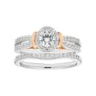 Boston Bay Diamonds Two Tone 14k Gold 3/4 Carat T.w. Igl Certified Diamond Halo Engagement Ring Set, Women's, Size: 7, White