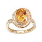 14k Gold Over Silver Citrine & Lab-created White Sapphire Twist Ring, Women's, Size: 8, Yellow