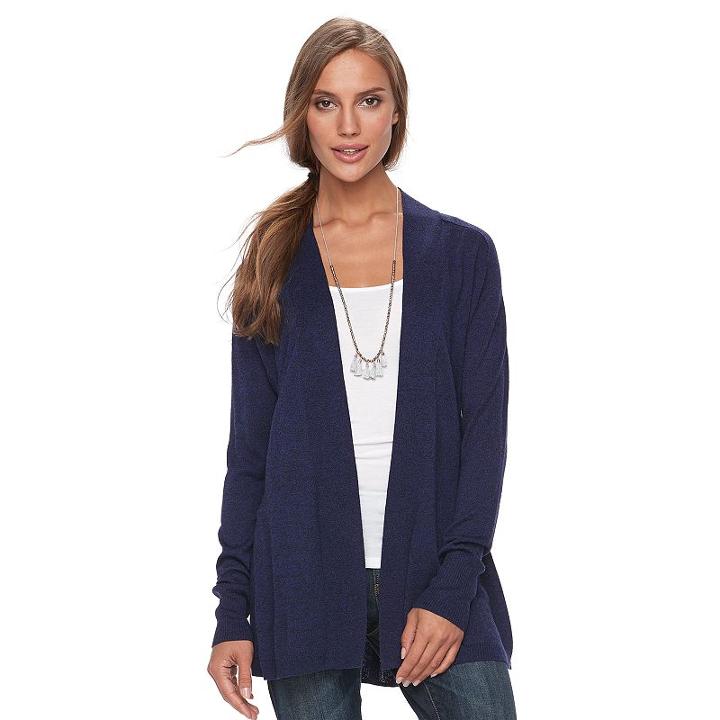Women's Apt. 9&reg; Ribbed Cardigan, Size: Xxl, Dark Blue