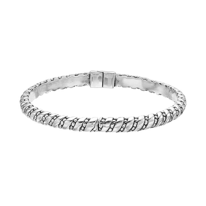 Sterling Silver Textured Hinge Bangle Bracelet, Women's