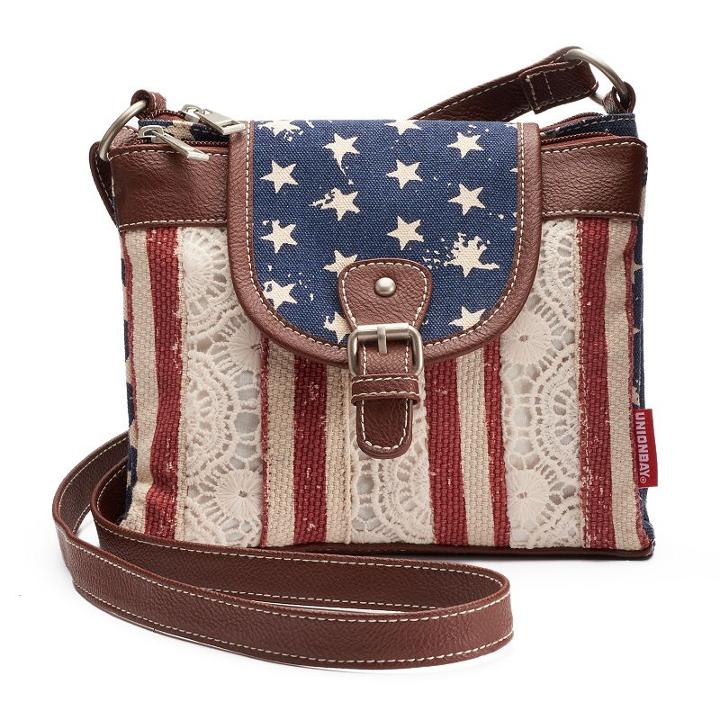 Unionbay American Flag Dual-entry Crossbody Bag, Women's, Blue