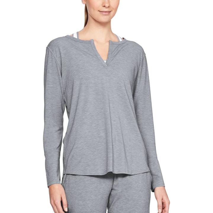 Women's Under Armour Athlete Recovery Sleepwear Long Sleeve Pajama Tee, Size: Medium, Med Grey