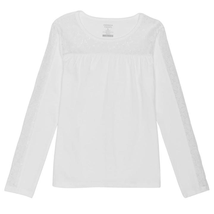 Girls 7-16 & Plus Size French Toast Lace Yoke Henley Tee, Size: 18-20 Plus, White