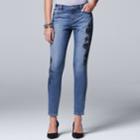 Petite Simply Vera Vera Wang Embroidered Skinny Jeans, Women's, Size: 6 Petite, Blue Other