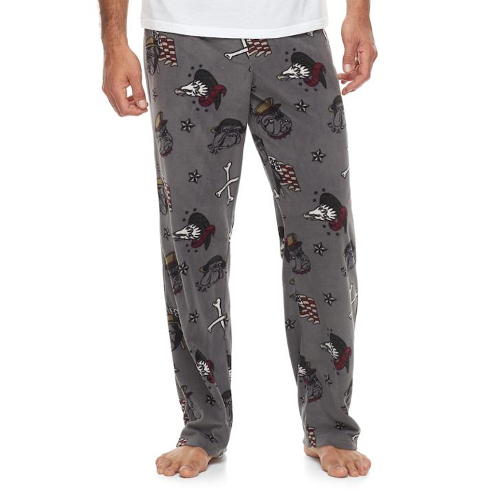 Men's 2-pack Patterned And Solid Microfleece Lounge Pants, Size: Medium, Dark Grey