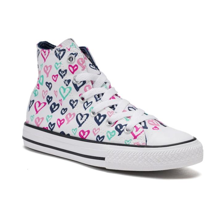 Girls' Converse Chuck Taylor All Star Print High Top Sneakers, Size: 1, White