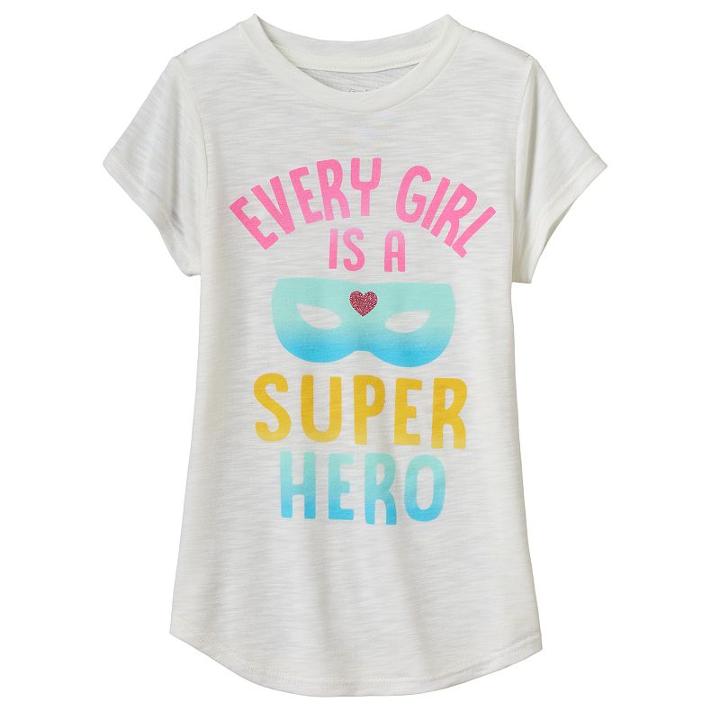 Girls 4-10 Jumping Beans&reg; Every Girl Is A Super Hero Graphic Tee, Size: 5, Lt Beige