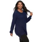 Juniors' Plus Size So&reg; Lace-up Tunic Sweater, Teens, Size: 3xl, Blue