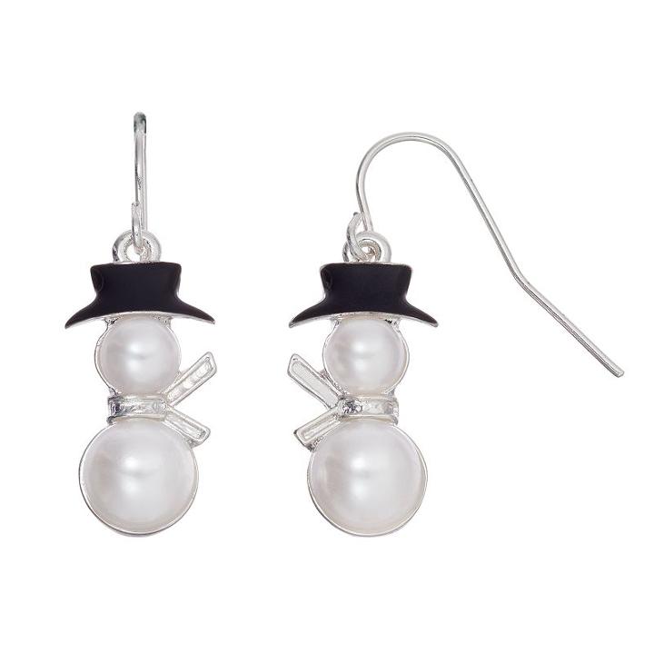 Snowman Drop Earrings, Women's, Multicolor