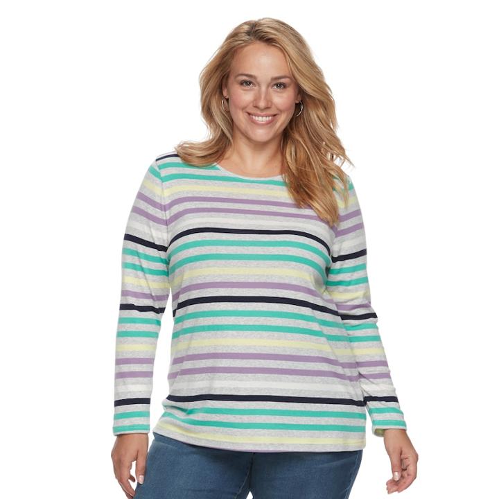 Plus Size Croft & Barrow&reg; Crewneck Tee, Women's, Size: 3xl, Light Grey