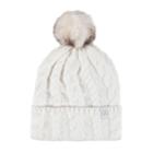 Women's Heat Holders Cable Knit Rolled Pom Pom Beanie, White Oth