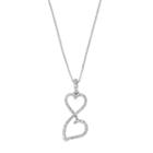 Love Is Forever Sterling Silver 1/10 Carat T.w. Diamond Double Heart Pendant Necklace, Women's, Size: 18, White