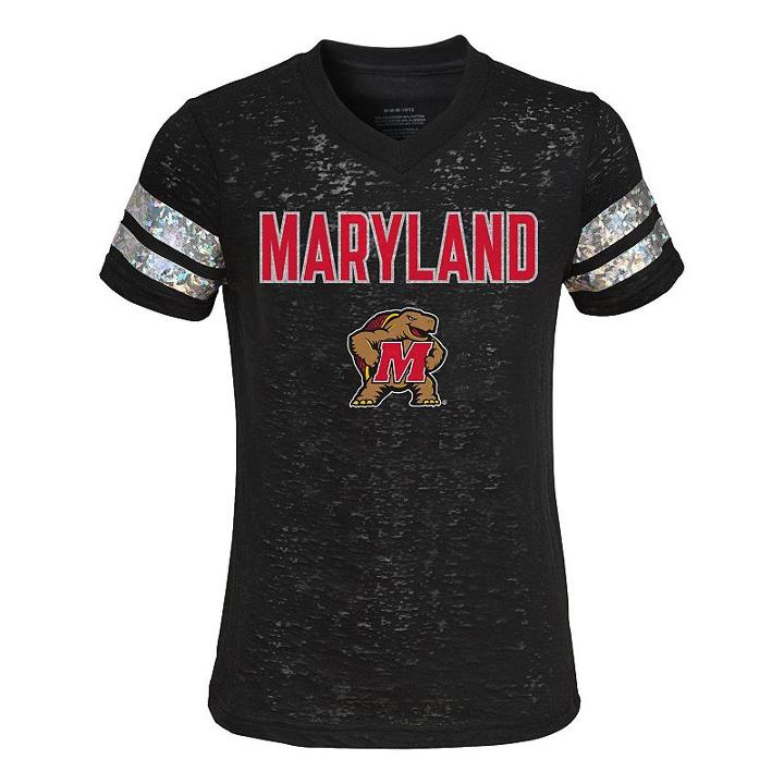 Girls 7-16 Maryland Terrapins Opal Burnout Tee, Girl's, Size: Small, Black
