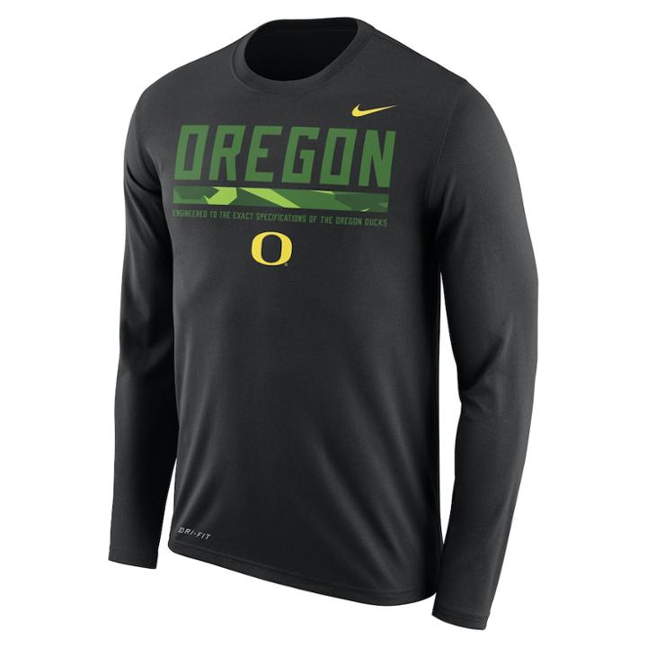 Men's Nike Oregon Ducks Dri-fit Legend Staff Long-sleeve Tee, Size: Small, Black