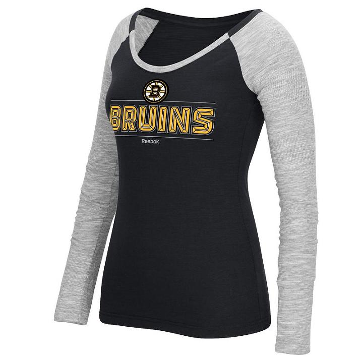 Women's Reebok Boston Bruins Marled Slub Tee, Size: Xl, Black