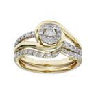 Cherish Always 10k Gold 1/3 Carat T.w. Certified Diamond Halo Engagement Ring Set, Women's, Size: 8, White