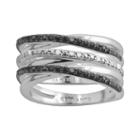 Silver Plate 1/10-ct. T.w. Black And White Diamond Crisscross Stack Ring Set, Women's, Size: 7