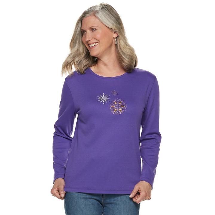 Women's Christmas Crewneck Graphic Tee, Size: Xl, Purple