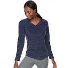 Women's Tek Gear&reg; Microfleece V-neck Tee, Size: Medium, Dark Blue