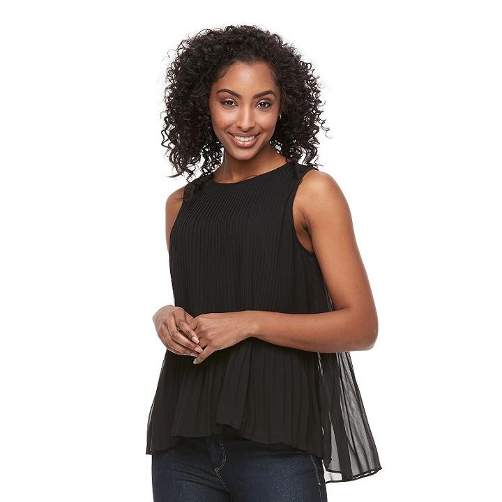 Women's Apt. 9&reg; Pleated Top, Size: Xl, Black