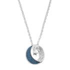 Brilliance Silver Plated Glitter Moon & Star Pendant With Swarovski Crystals, Women's, Blue