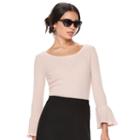 Women's Elle&trade; Bell-sleeve Scoopneck Sweater, Size: Medium, Pink Other