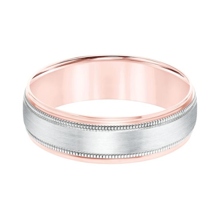 Men's Two Tone 14k Gold Milgrain Wedding Band, Size: 9, Multicolor