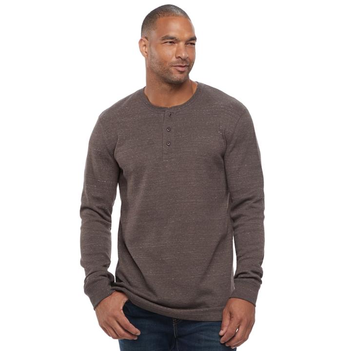 Big & Tall Sonoma Goods For Life&trade; Slim-fit Thermal Performance Henley, Men's, Size: L Tall, Dark Brown