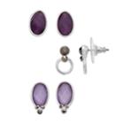 Napier Doorknocker & Oval Stud Earring Set, Women's, Purple