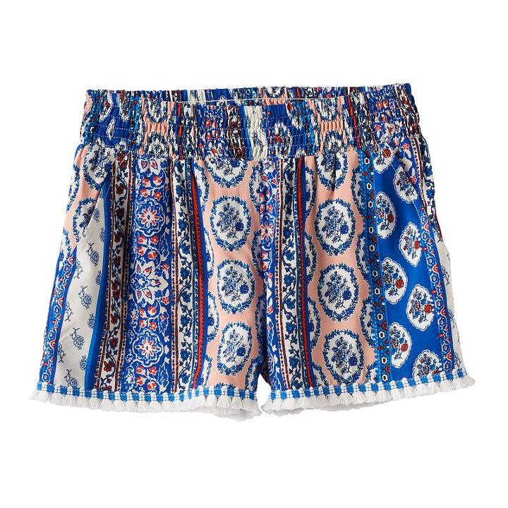 Girls 7-16 Joey B Patterned Soft Fringe Trim Shorts, Girl's, Size: Xl, White Oth