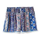 Girls 7-16 Joey B Patterned Soft Fringe Trim Shorts, Girl's, Size: Xl, White Oth