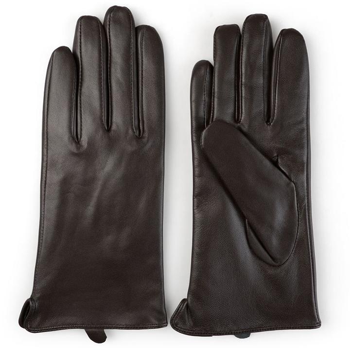 Women's Journee Collection Leather Lined Gloves, Size: Large, Brown