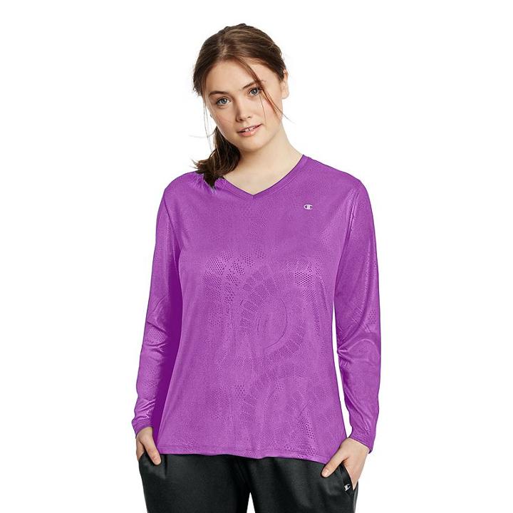 Plus Size Champion Vapor Long Sleeve Tee, Women's, Size: 3xl, Med Purple