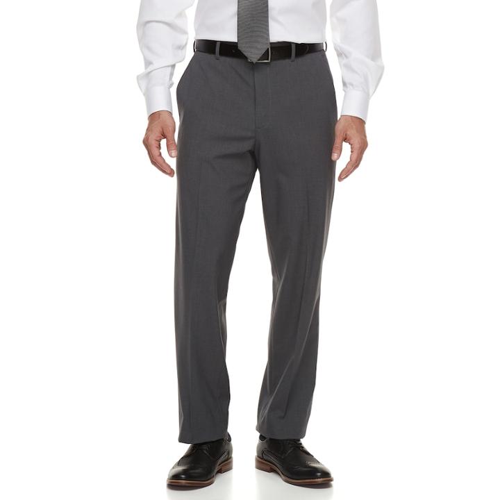 Men's Croft & Barrow&reg; Classic-fit Stretch No-iron Dress Pants, Size: 34x30, Dark Grey