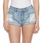 Juniors' Mudd&reg; Ripped Two Tone Jean Shortie Shorts, Teens, Size: 5, Blue Other