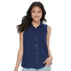 Juniors' So&reg; Pleated Sleeveless Shirt, Girl's, Size: Large, Blue
