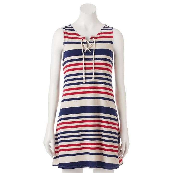Juniors' About A Girl Knit Lace-up Dress, Size: Xs, Red