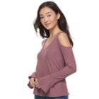 Juniors' So&reg; Cozy Cold-shoulder Top, Teens, Size: Small, Dark Pink