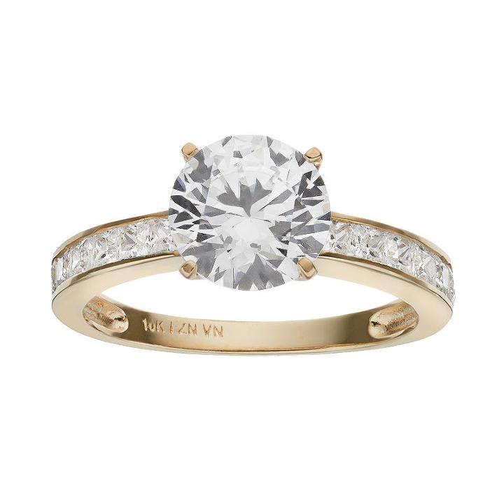 Cubic Zirconia 10k Gold Ring, Women's, Size: 5, White
