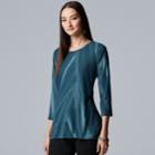 Women's Simply Vera Vera Wang Textured Asymmetrical Top, Size: Medium, Dark Blue