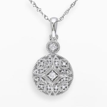Miadora 14k White Gold 1/8-ct T.w. Round-cut Diamond Geometric Pendant, Women's, Size: 17