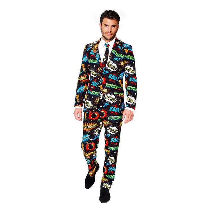 Men's Opposuits Slim-fit Badaboom Suit & Tie Set, Size: 52 Reg, Ovrfl Oth