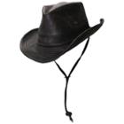 Men's Black Weathered-leather Outback Safari Hat, Size: Xl