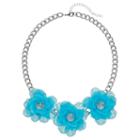 Aqua Triple Flower Statement Necklace, Women's, Turq/aqua