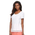 Women's Croft & Barrow&reg; Lace Hem Linen Tee, Size: Xxl, White