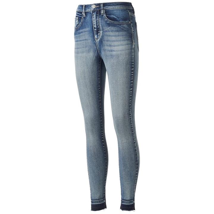 Juniors' Mudd&reg; High-rise Release Hem Jeggings, Teens, Size: 17, Med Blue