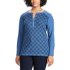 Plus Size Chaps Plaid Henley Long Sleeve Top, Women's, Size: 3xl, Blue