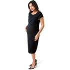 Maternity Pip & Vine By Rosie Pope Wrap Popover Nursing Dress, Women's, Size: L-mat, Black